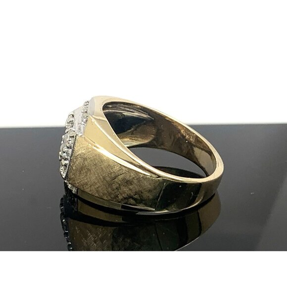 Men's Ring 14k Yellow Gold Diamond 0.50ctw Statement Cocktail Estate Size 11.5 - Picture 2 of 14